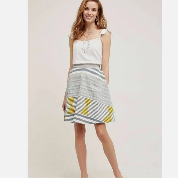 Anthropologie Tracy Reese Linen A-line Marisol skirt Coastal look size S - Picture 2 of 10